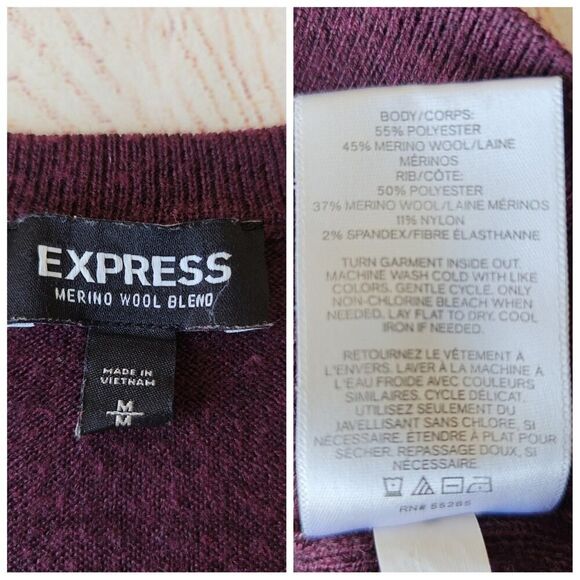 Express merino wool blend V-neck sweater sz M - Picture 6 of 6